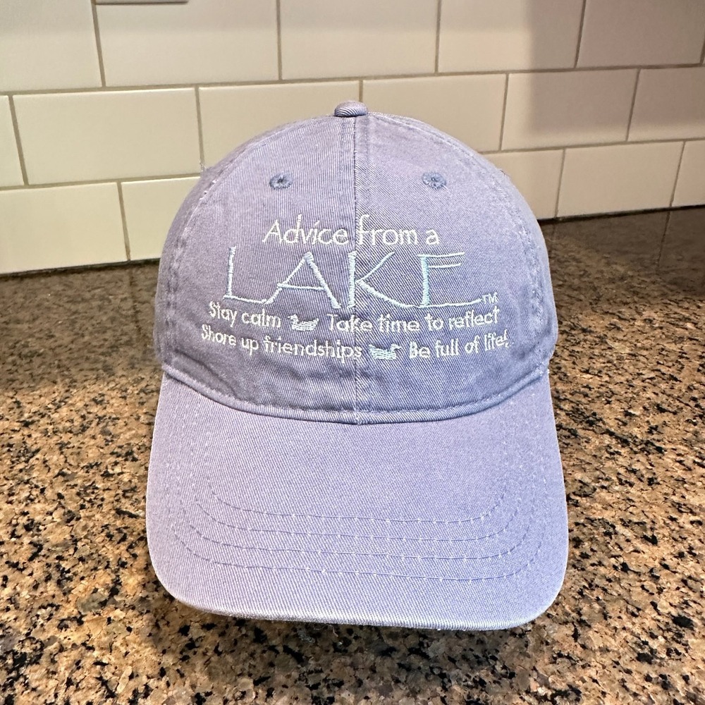 "Advice from a LAKE" Embroidered Outdoor Cap Hat Adjustable Purple Cotton